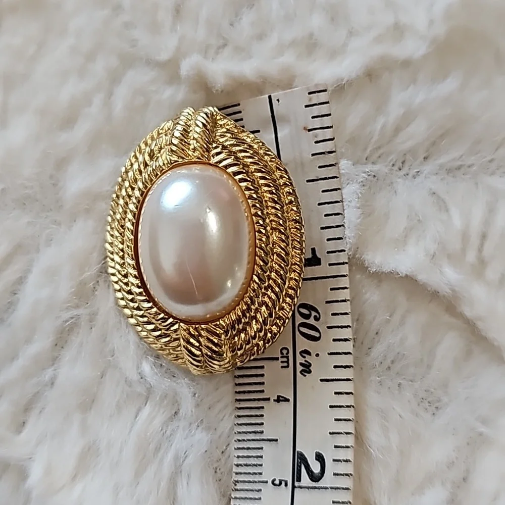 Givenchy Vintage Goldtone Faux Pearl Clip on earrings